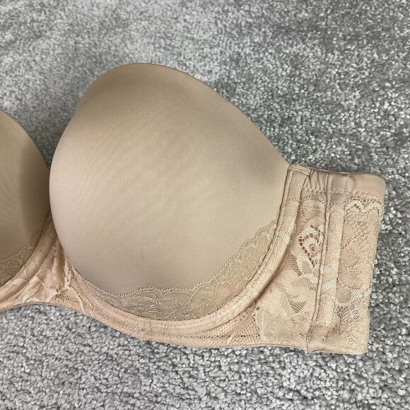 Torrid Push Up Strapless Bra 38C Beige Adjustable Back Closure Padded Underwire - Picture 3 of 14